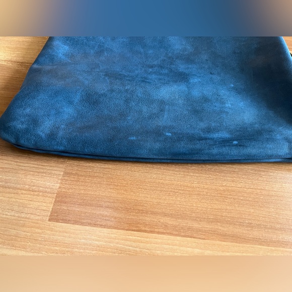 Laggo Blue Leather Crossbody Bag Whipstitch Pocket Boho Hobo Shoulder - Picture 7 of 16